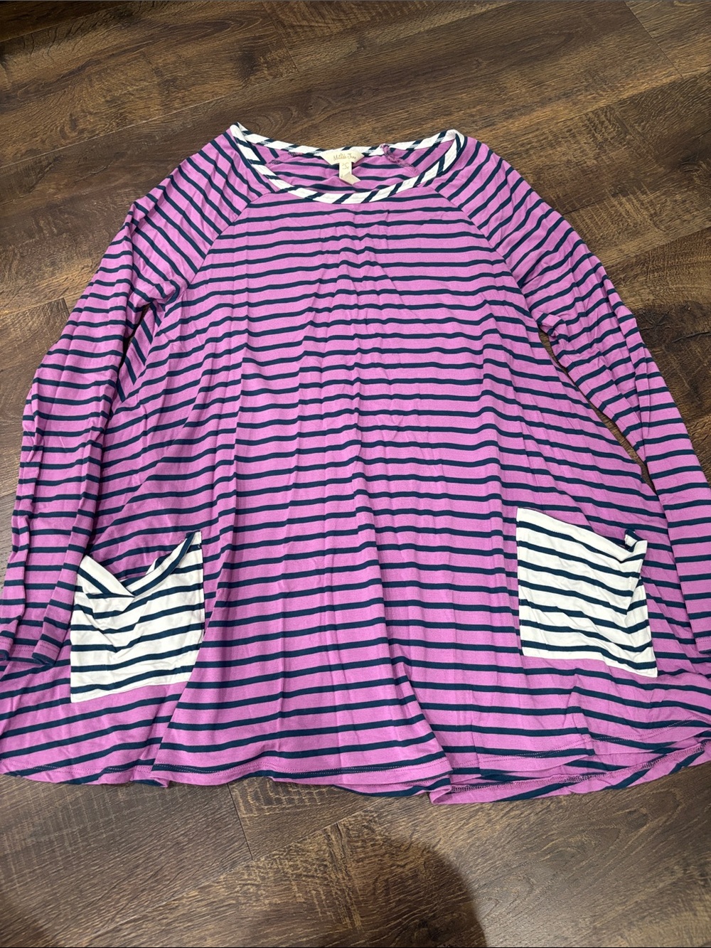 Matilda Jane Striped Long Sleeve Tunic with Pocket Detail - Pink & Navy